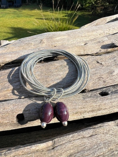 Rios Bracelet - Silver Wire & Purple Bead