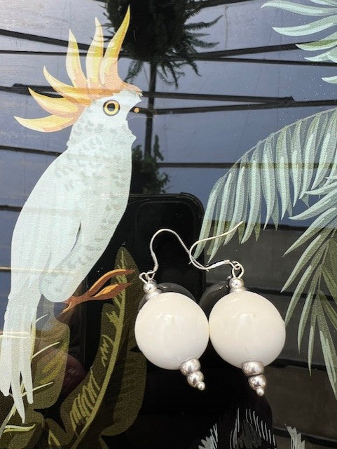 Cosmic Earring - White Ceramic Bead