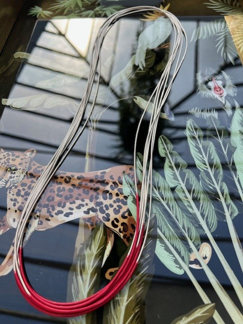 Josephine Long Necklace - Silver & Burgundy