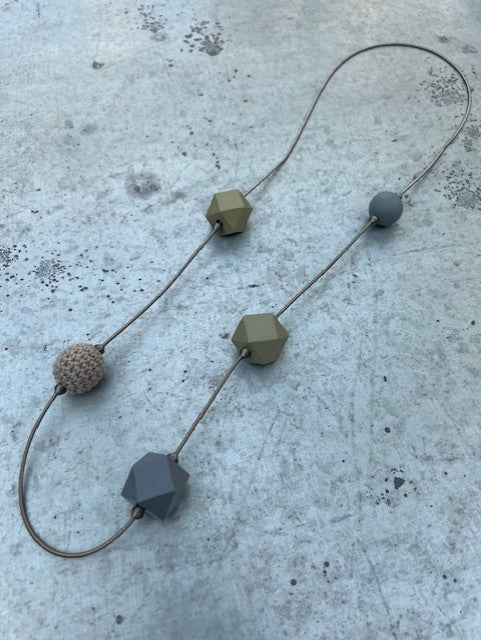 Sadie Long Necklace - Grey Crochet