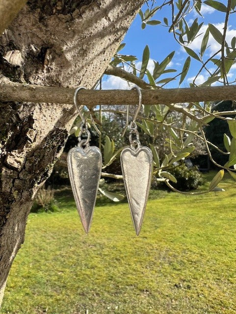 Heart Earrings - Silver Pewter