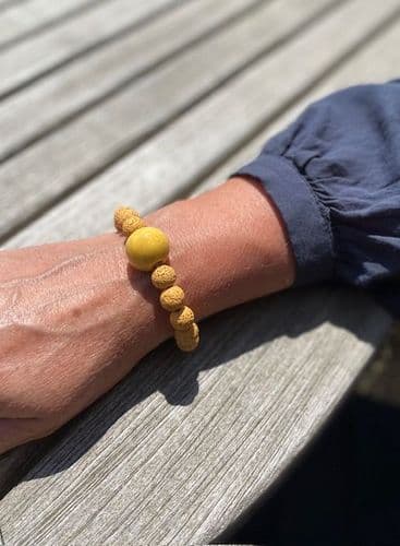 Cosmic Bracelet - Ochre Ceramic & Lava Bead