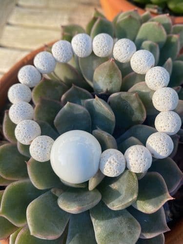 Cosmic Bracelet - White Ceramic & Lava Bead