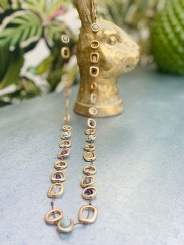 Elements Long Necklace - Gold With Mixed Stones