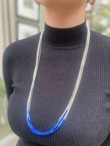 Josephine Long Necklace - Silver & Blue