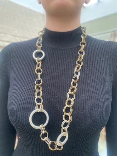 Luna Long Necklace - Silver & Gold