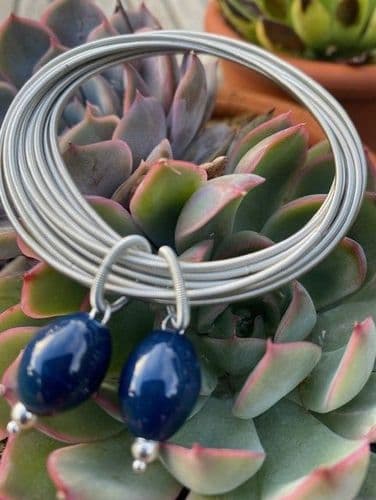 Rios Bracelet - Silver Wire & Navy Bead
