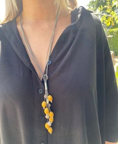 Rios Necklace - Hematite Wire & Ochre Bead