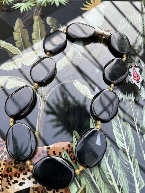 Kali Short Necklace - Black & Amber