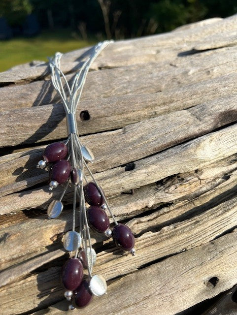 Rios Necklace - Silver Wire & Purple Ceramic Bead