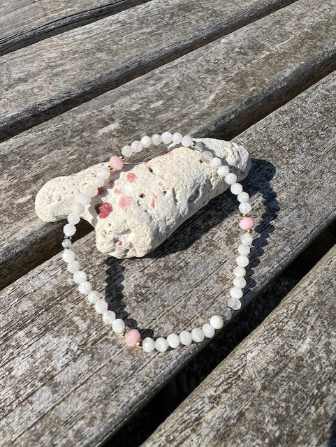 Marseille Bracelet - Rose Quartz & White Jade