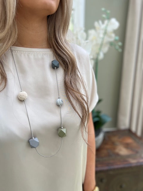 Sadie Long Necklace - Cream Crochet