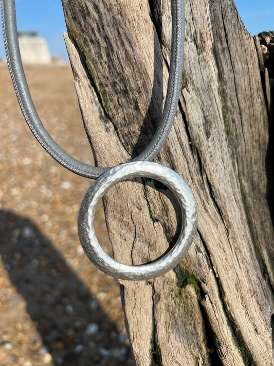 Luna Necklace Short - Dark Grey Nappa Leather
