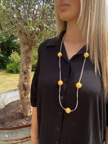 Cosmic Long Necklace - Ochre Ceramic Bead