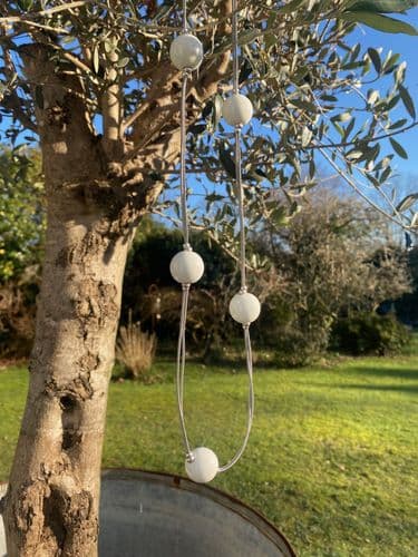 Cosmic Long Necklace - White Ceramic Bead