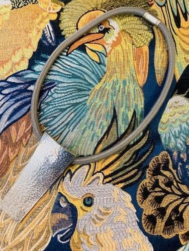 Echo Necklace Short - Dark Grey Nappa Leather