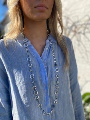 Elements Long Necklace - With Blue Semi Precious Stones