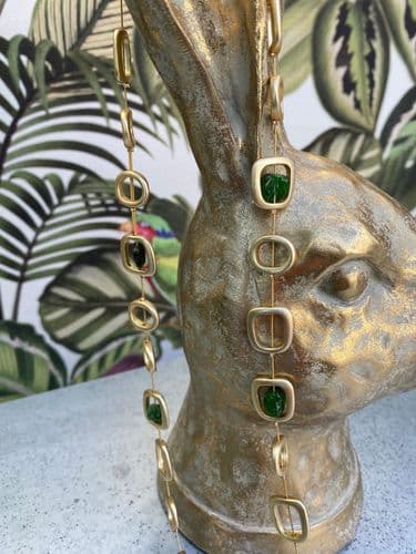 Elements Long Necklace - Green Semi Precious Stones