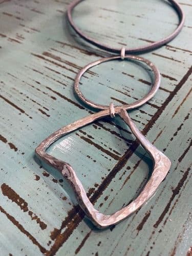 Emma Necklace  Short - Dark Grey Nappa Leather