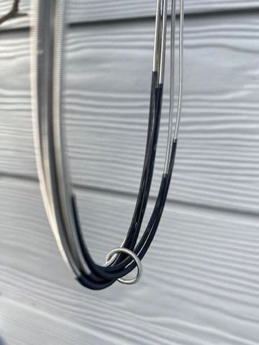 Josephine Long Necklace - Silver & Black