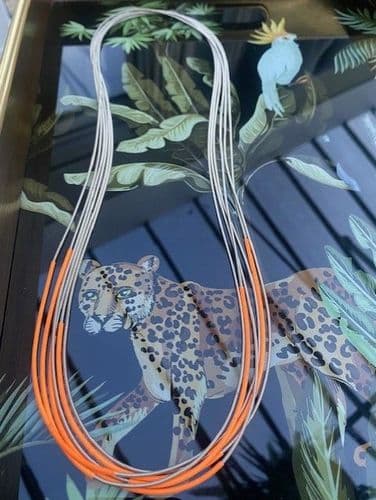 Josephine Long Necklace - Silver & Orange