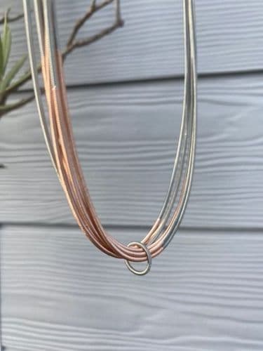 Josephine Long Necklace - Silver & Rose Gold