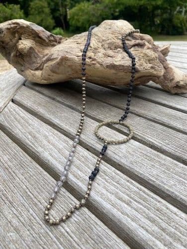 Lola Long Necklace - Gold & Black