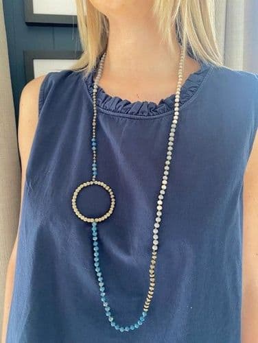 Lola Long Necklace - Gold & Teal